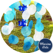 8298BL - Wind Chime - Capiz Fish Bubble - Blue
